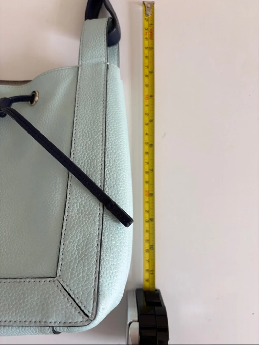 kate spade Mint and Black‎ Leather Drawstring Shoulder Bag